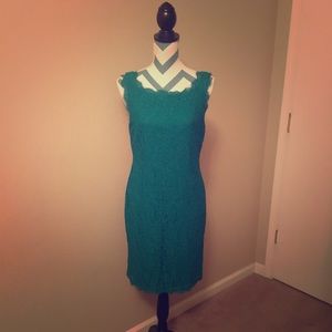 Teal turquoise lace dress with full length zipper